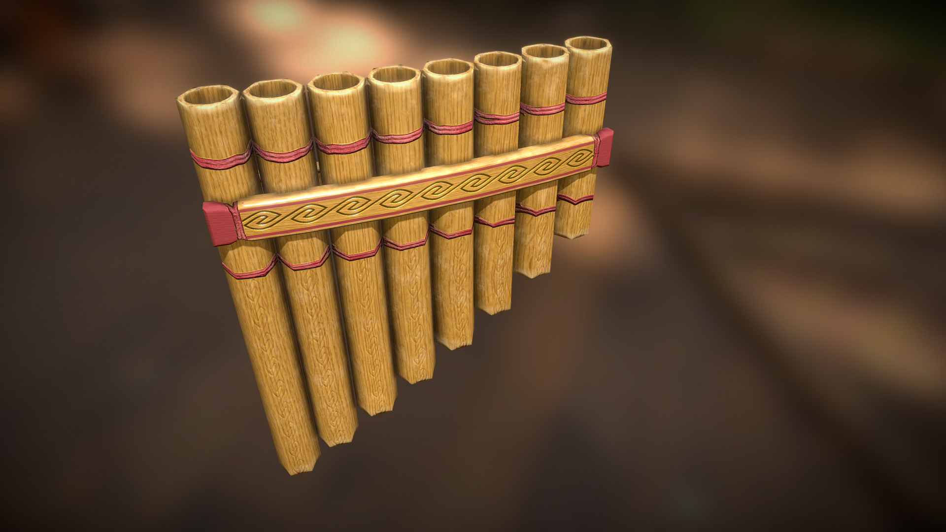 3D model Pan Pipes - This is a 3D model of the Pan Pipes. The 3D model is about a wooden toy with a string.
