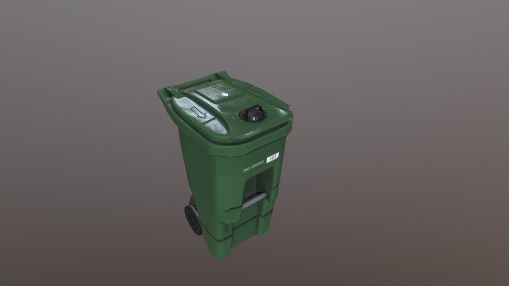 Green Trash Bin Low Poly (Mobile Ready)