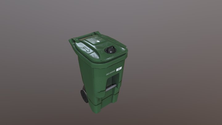 Green Trash Bin Low Poly (Mobile Ready) 3D Model