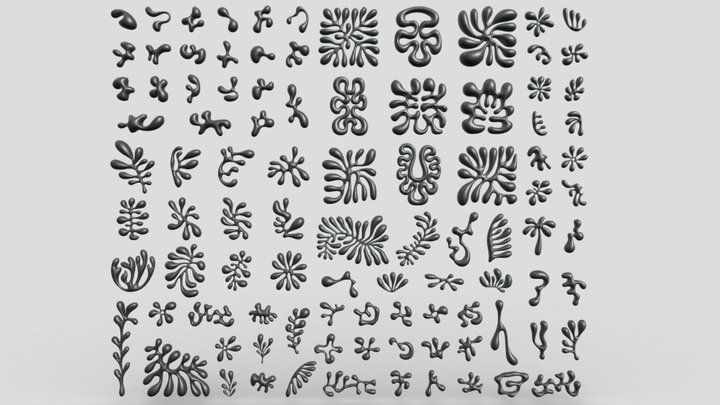 Organic Floral Shapes Asset Pack / 95 Shapes 3D Model