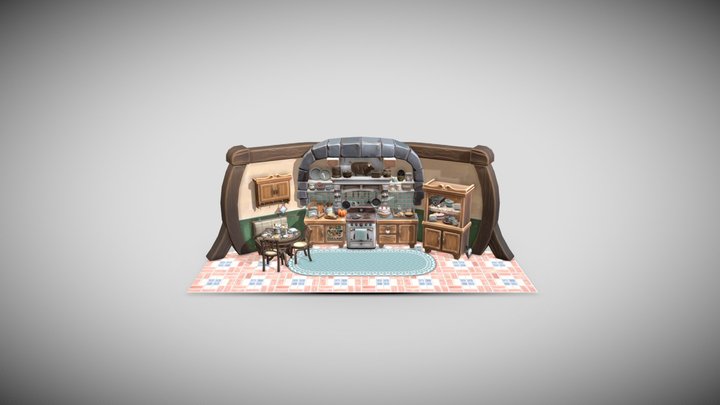 Stylized Kitchen 3D Model
