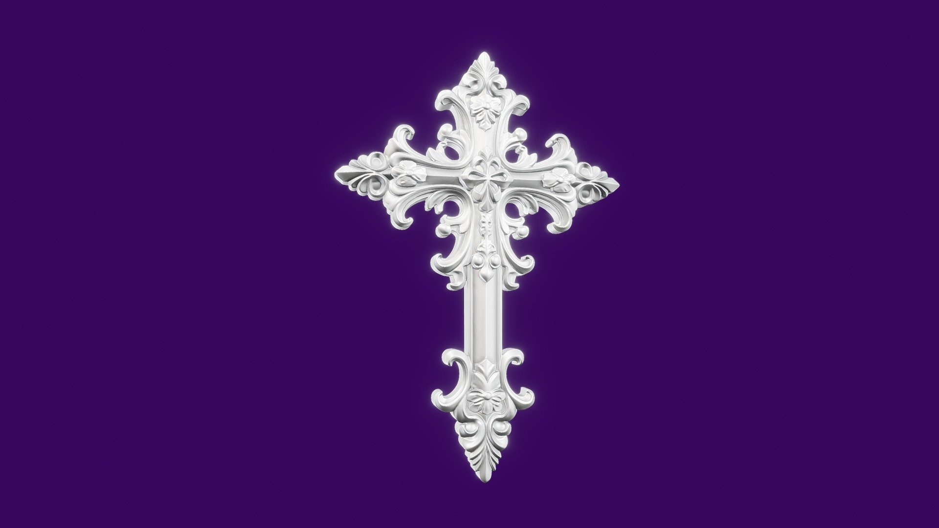 Rococo Decorative Cross Support-Free STL File - 3D model by ...