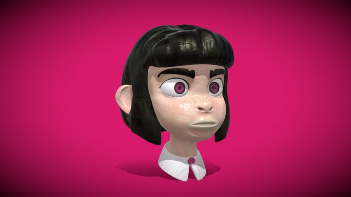 Cartoon Girl Face 3D Model