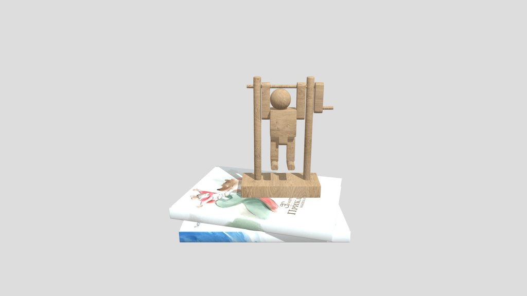 Toy Wooden Puppet With Books