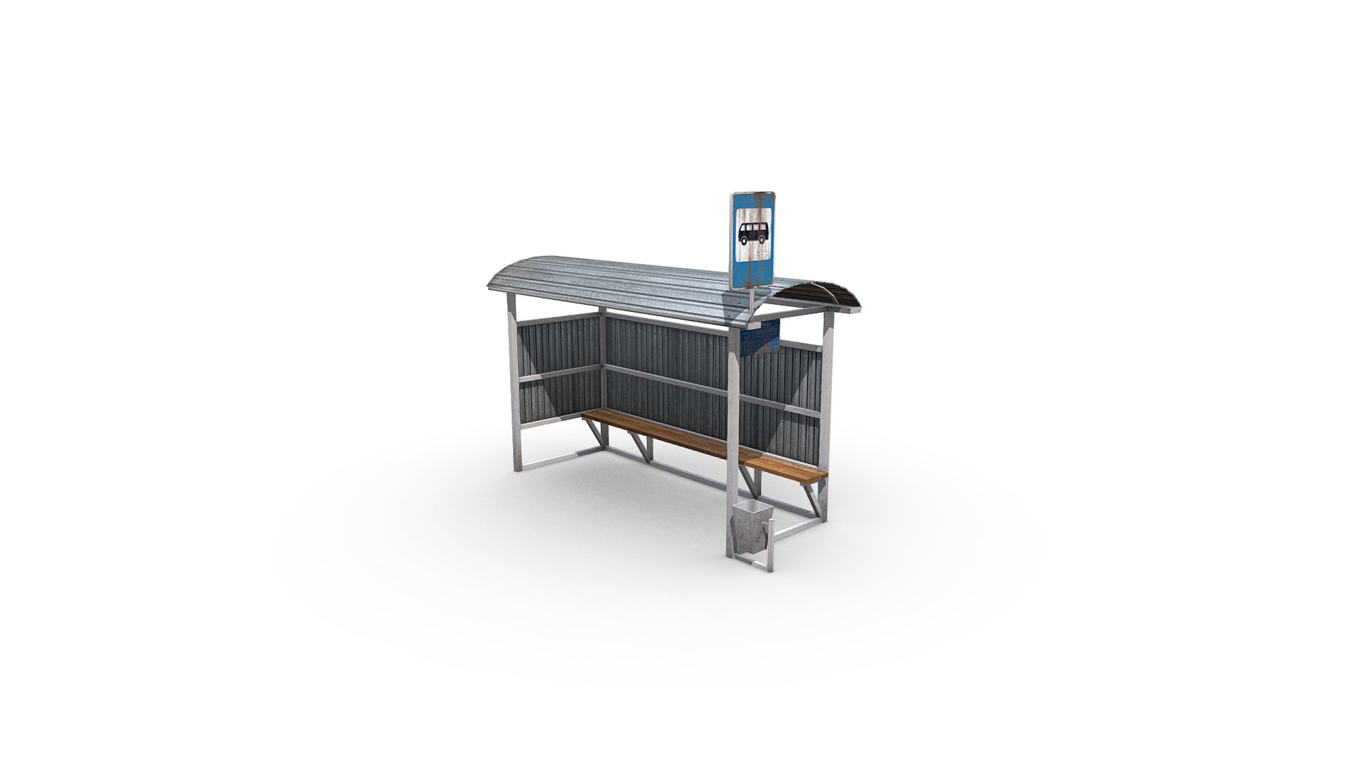 3D model Busstop - This is a 3D model of the Busstop. The 3D model is about a small metal bench.