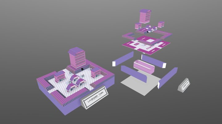 Lavender Town // PokéCities Papercraft Model 3D Model