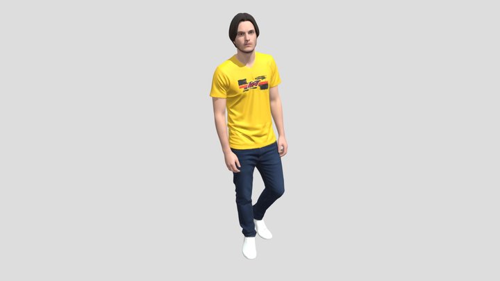 Man In A Yellow T- Shirt And Jeans – Kostenloses 3D-Modell STL