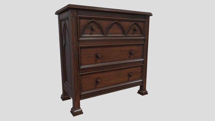 Gothic Commode 3D Model