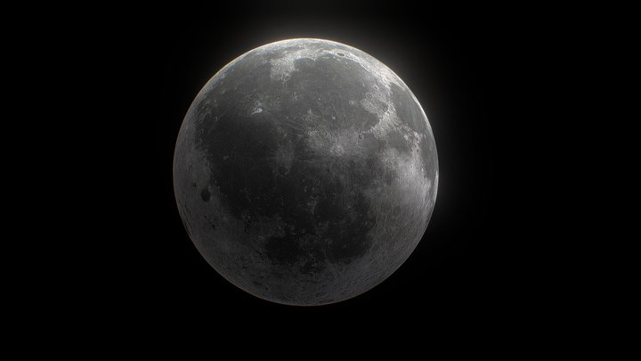 Moon - High resolution customizable poly 3D Model