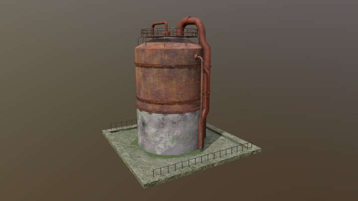 Rusted Oil Tank 3D Model