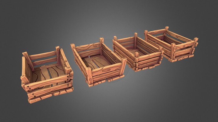 Stylized Crates 3D Model