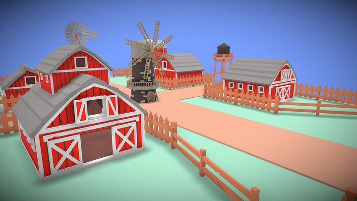 Low Poly Farm 3D Model