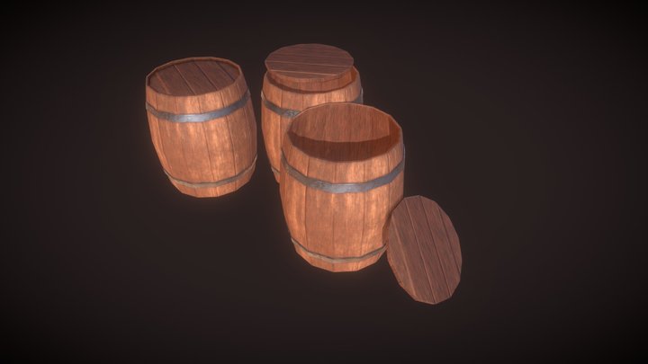 Wooden barrels 3D Model