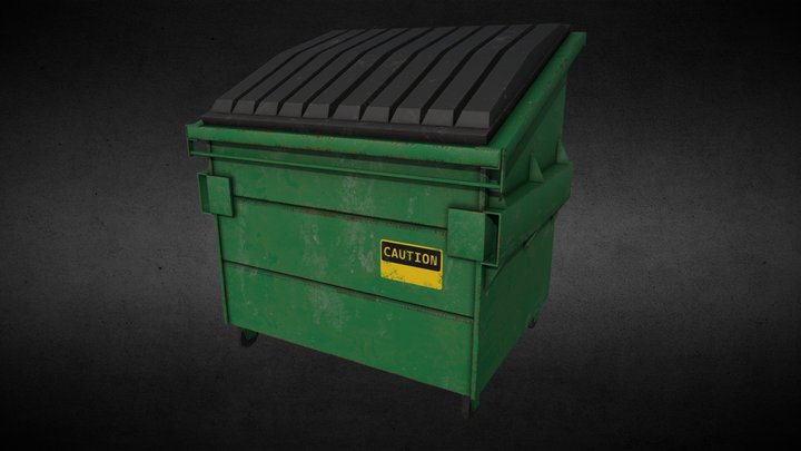 Lowpoly Large Garbage Container 3D Model
