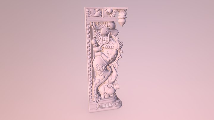 Traditional Indian Yali Temple Pillar 3D Model