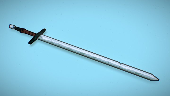 Pixel Art Longsword 3D Model