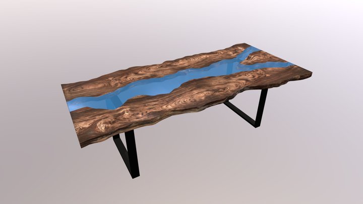 Live Edge Wood Table with Resin River 3D Model