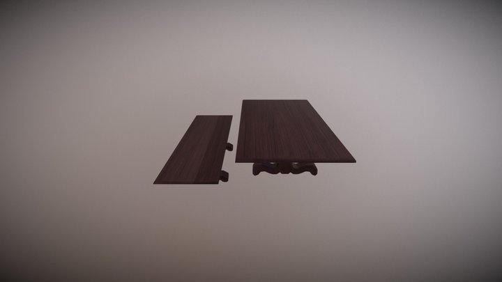 Table and Bank 3D Model