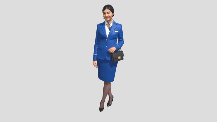 Blue Suit Flight Attendant – Free 3D Model STL