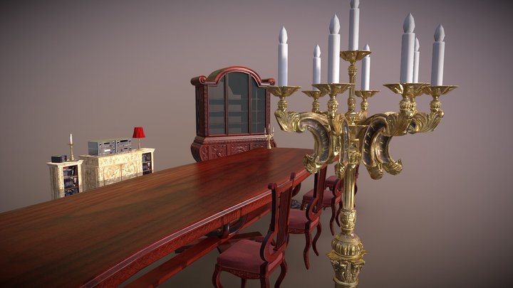 Tomb Raider 2 - dinner room set 3D Model