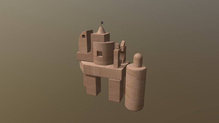 Unique Block Castle 3D Model
