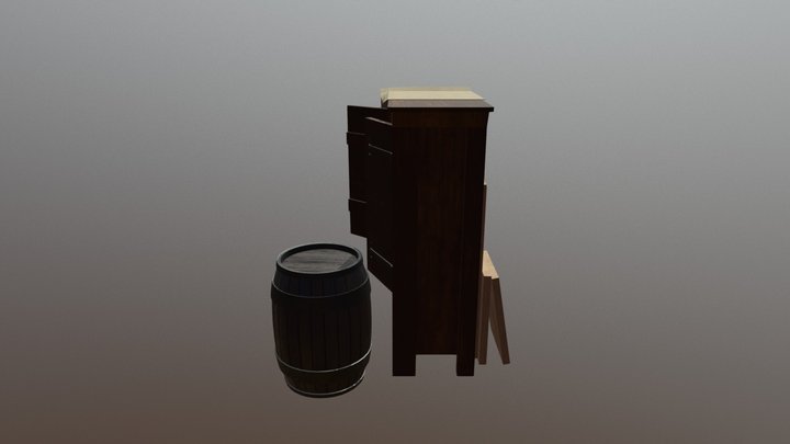 Cabinet and props 3D Model