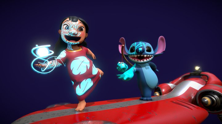 Ethereal Lilo and Not-so Ethereal Stitch 3D Model