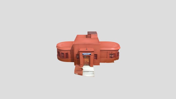 Red single-story public building. – Gratis 3D-model STL