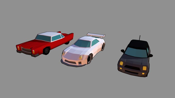 Faceted Car Set 3D Model