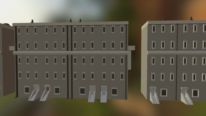 LowPoly Apartment Buildings 3D Model