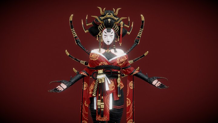Fighting geisha 3D Model