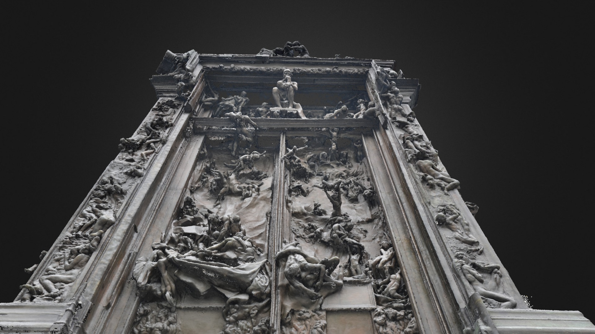 3D model The Gates of Hell (point cloud) - This is a 3D model of the The Gates of Hell (point cloud). The 3D model is about a large stone structure with a statue on top.