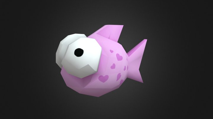 Cartoon Low Poly Fish with Heart Pattern 3D Model
