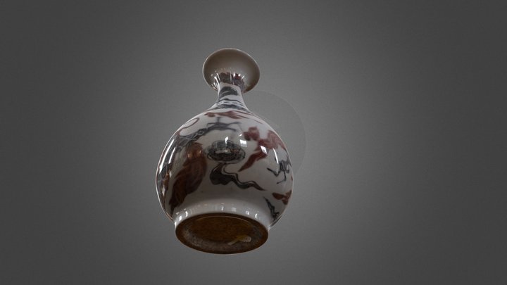 大明洪武年制釉里红龙纹玉壶春瓶 3D Model