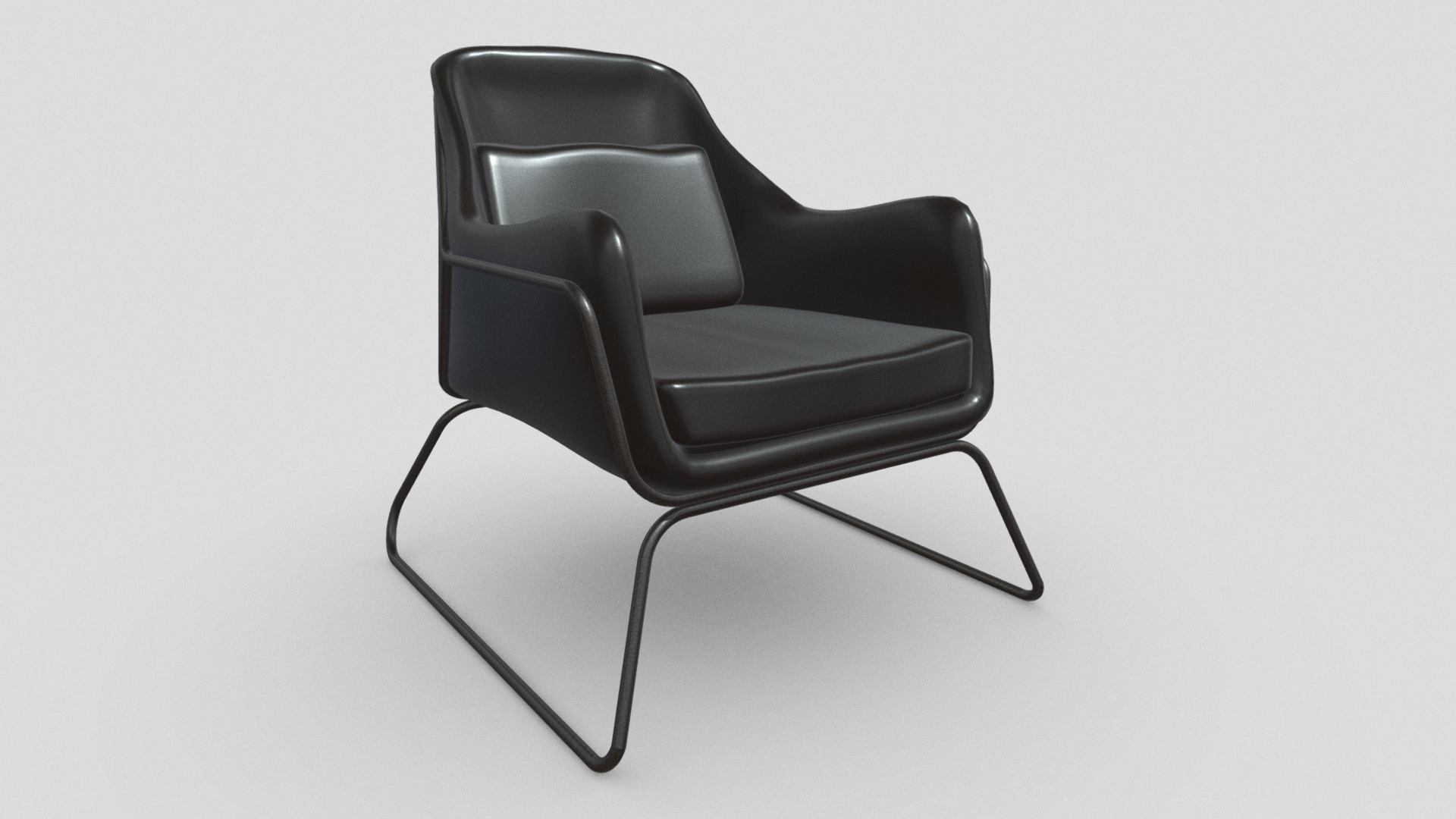 3D model Leather Wire Mid-century Modern Chair - This is a 3D model of the Leather Wire Mid-century Modern Chair. The 3D model is about a black office chair.