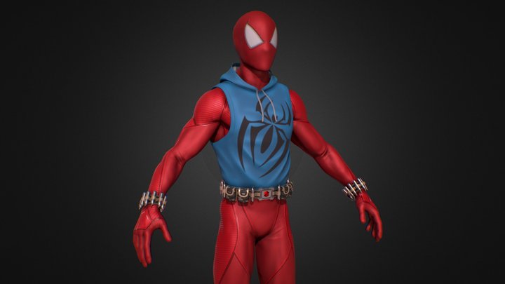 Scarlet Spider-Man Across The Spider-Verse 3D Model