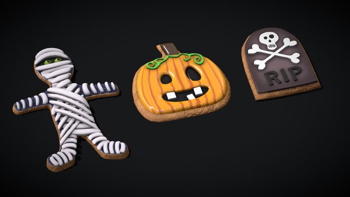 Halloween Cookies Set Three 3D Model