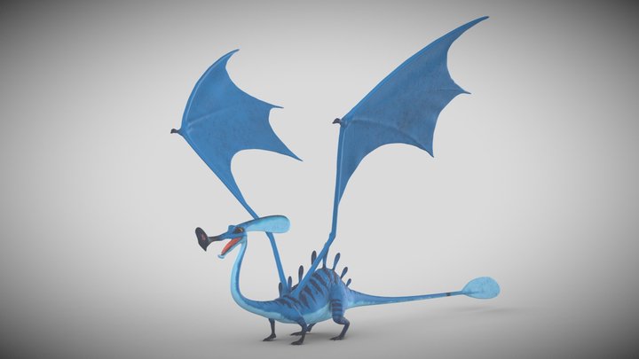 Friendly Blue Dragon 3D Model