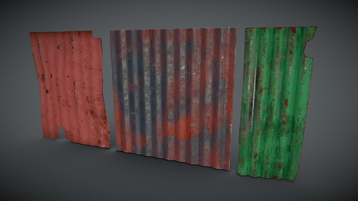 Rusted corrugated panels 3D Model