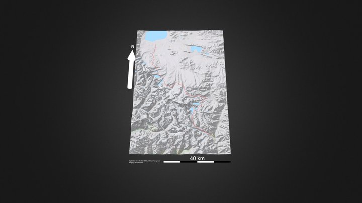 希夏邦马南北线_等高地图 3D Model
