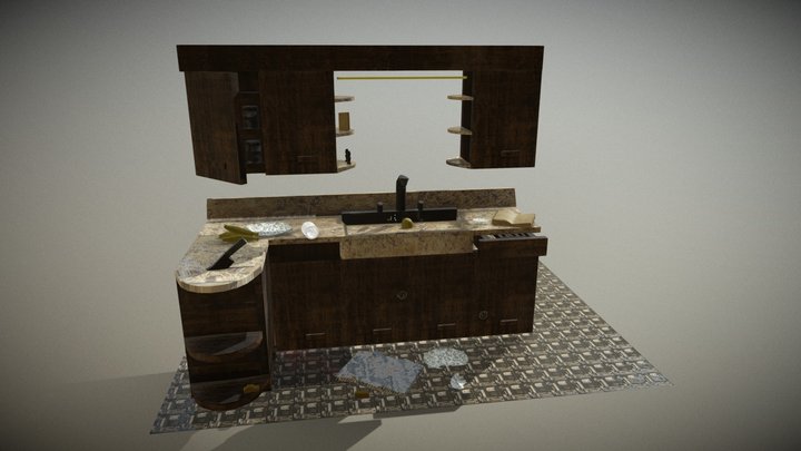 Crime Scene Retro Kitchen 3D Model