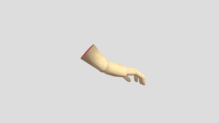Rigged wooden puppet hand 3D Model
