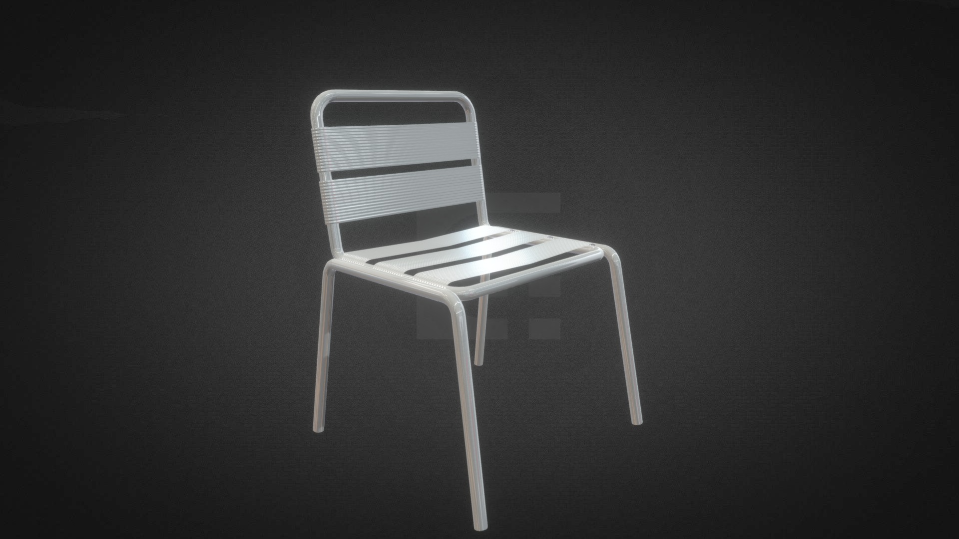 3D model Aluminium Chair Hire - This is a 3D model of the Aluminium Chair Hire. The 3D model is about a white chair with a black background.