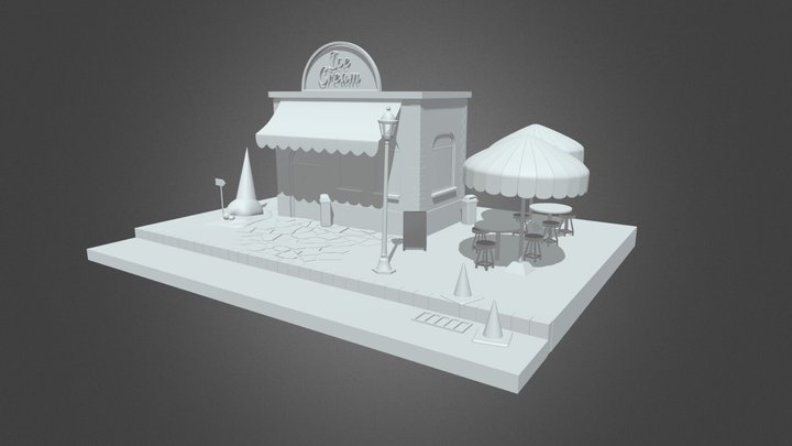 Ice cream cartoon shop 3D Model