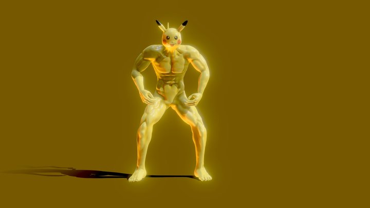 Buff Pikachu Flexing Muscles (Free To Use) 3D Model