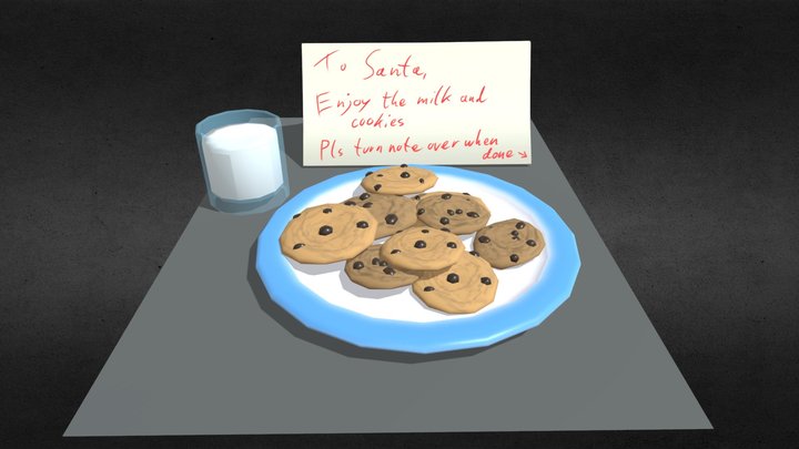 Devious milk and cookies for Santa 3D Model