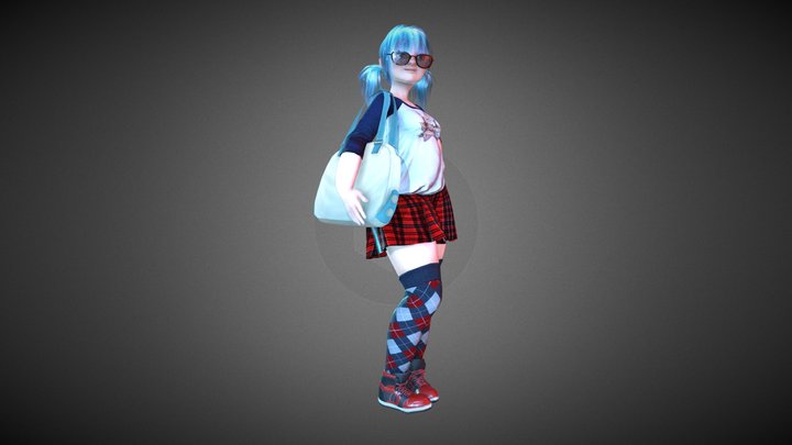 Blue Haired Girl 3D Model