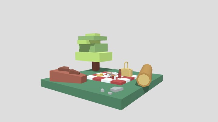Low Poly Picnic 3D Model