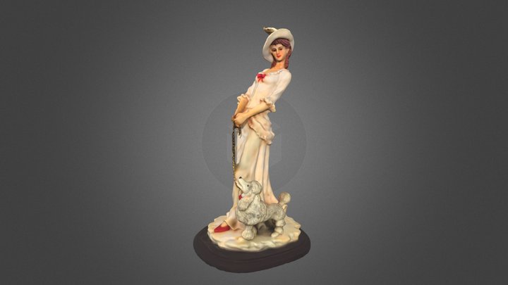 Figurine of lady and dog – Kostenloses 3D-Modell STL
