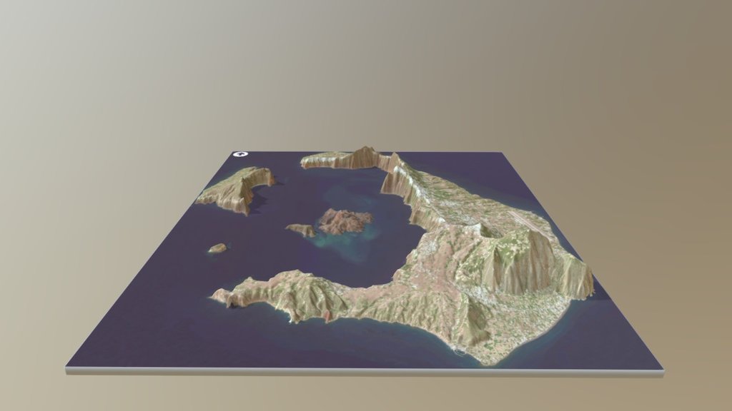 Santorini Greece Relief Map: 1:92,000 Scale
